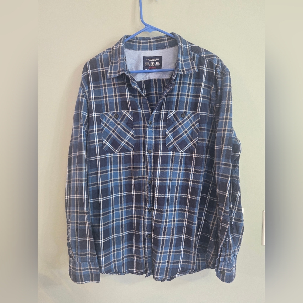 American Eagle Shirt Men's Size XL Blue Plaid